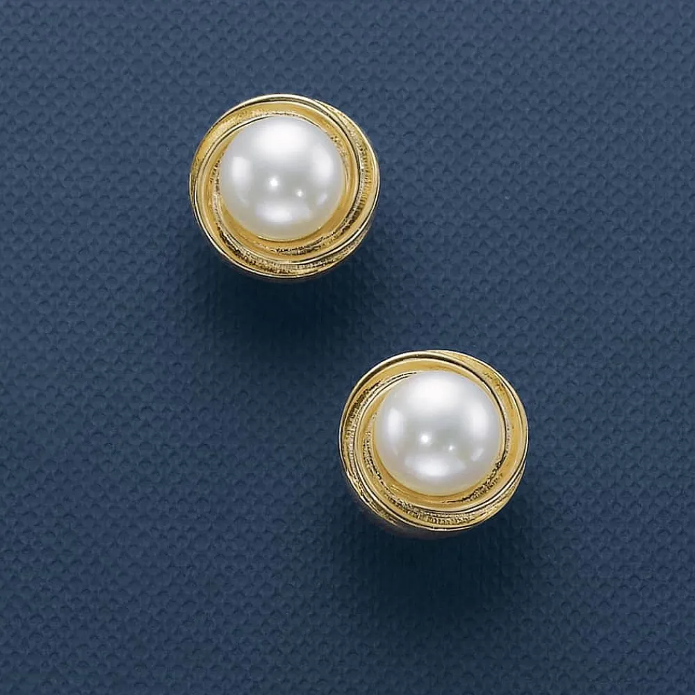 Hot Boucles d'oreilles en Or Promesse de Perle Boucles D'oreilles