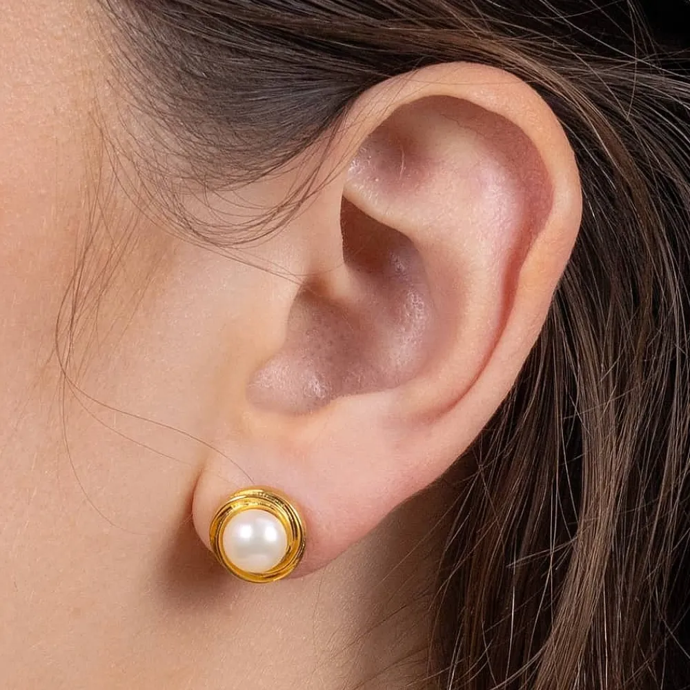 Hot Boucles d'oreilles en Or Promesse de Perle Boucles D'oreilles
