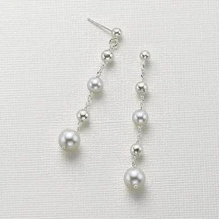 Discount Boucles d'oreilles en Argent Ponctué d’une Perle Boucles D'oreilles