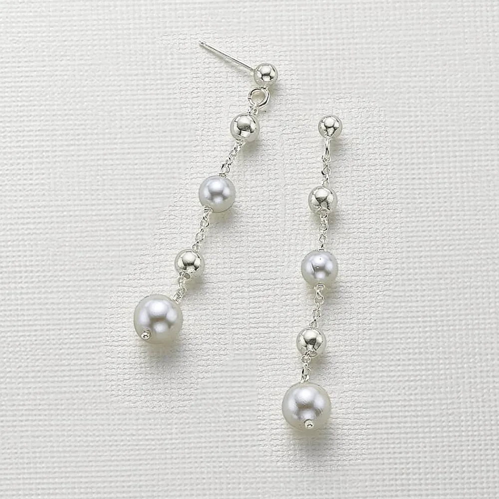 Discount Boucles d'oreilles en Argent Ponctué d’une Perle Boucles D'oreilles