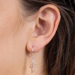 Store Boucles d’oreilles en Argent Feuilles de Longévité Boucles D'oreilles