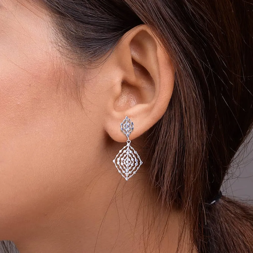 Outlet Boucles d'oreilles en Argent Géométrie Tissée Boucles D'oreilles