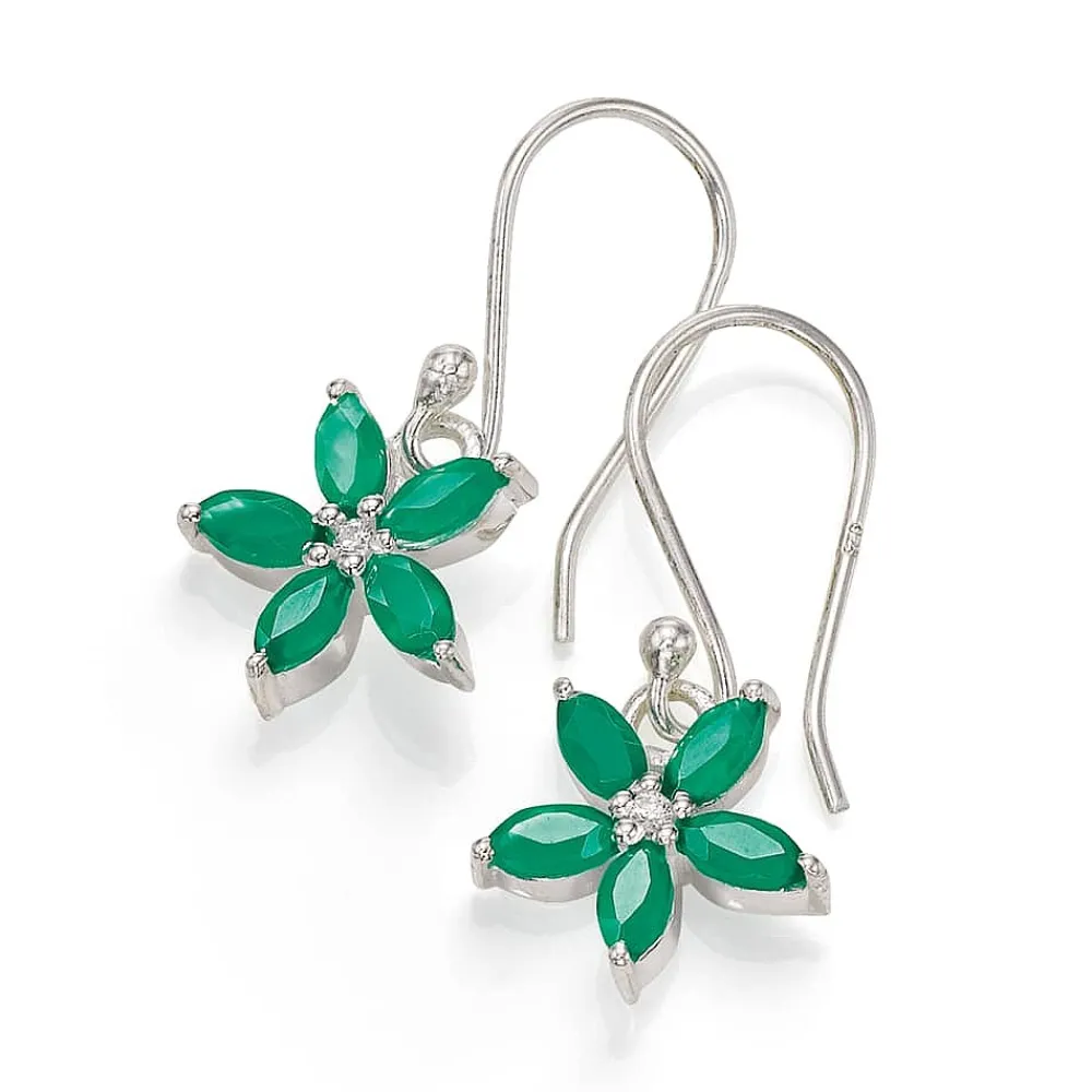 Cheap Boucles d’oreilles Onyx Vert Pétales Positifs Boucles D'oreilles