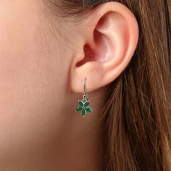 Cheap Boucles d’oreilles Onyx Vert Pétales Positifs Boucles D'oreilles