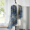 Cheap Écharpe Bleue Botanique Écharpes Et Foulards