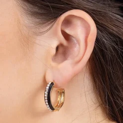 Sale Créoles Originale en Noir Boucles D'oreilles