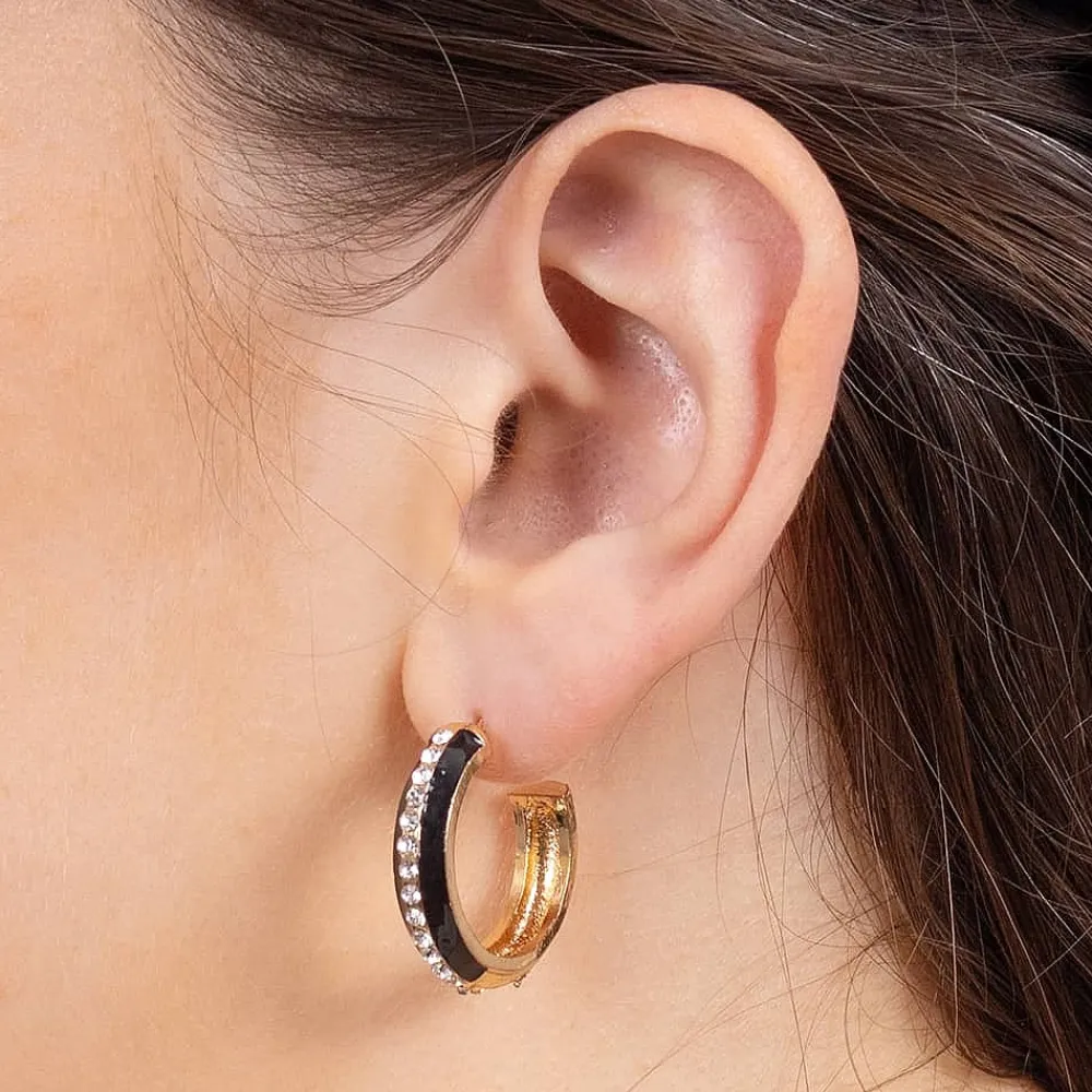 Sale Créoles Originale en Noir Boucles D'oreilles
