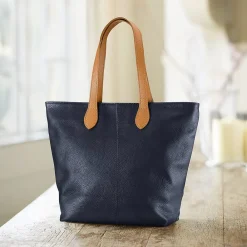 Online Fourre-Tout en Cuir Bleu Marine En Ville Sacs | Sacs À Main