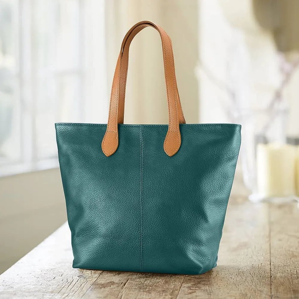 Cheap Fourre-tout en Cuir Sarcelle en Ville Sacs