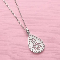 Fashion Pendentif en Argent Ponctuation de Pétales Colliers Et Pendentifs