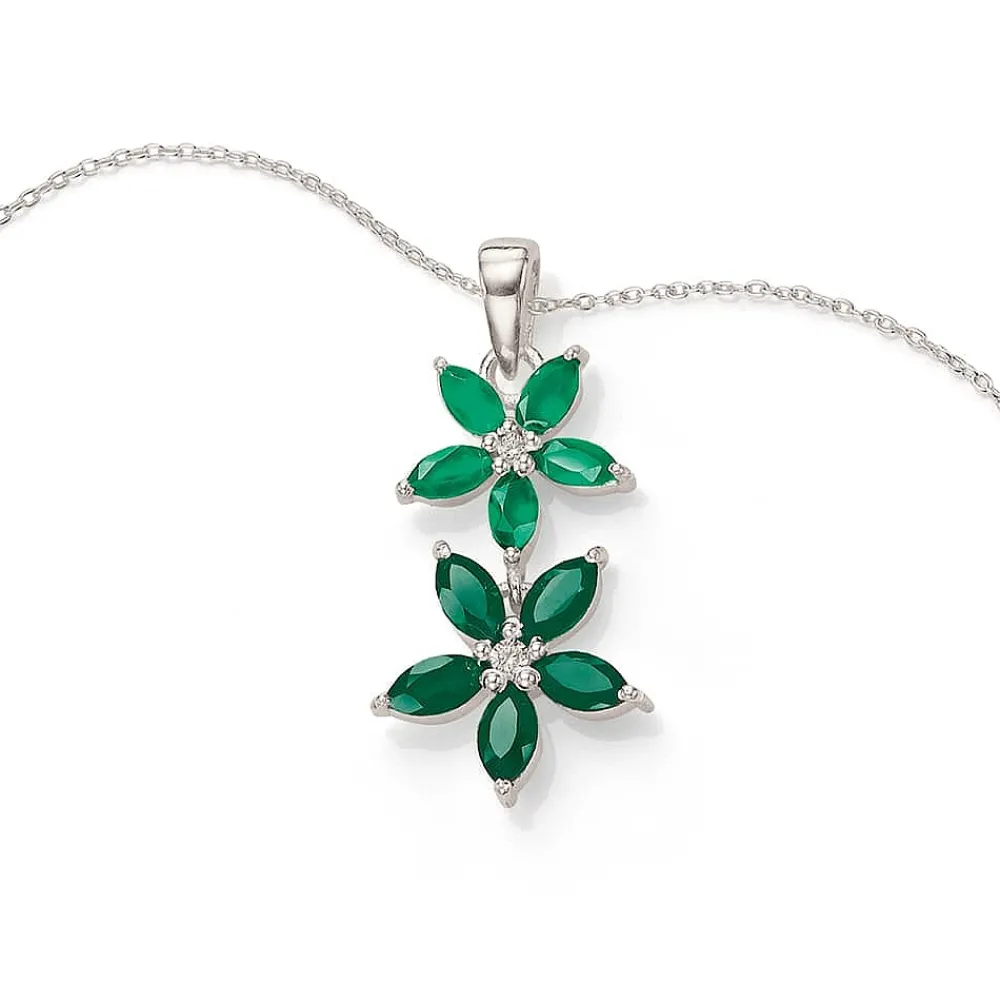 Sale Pendentif Onyx Vert Pétales Positifs Colliers Et Pendentifs