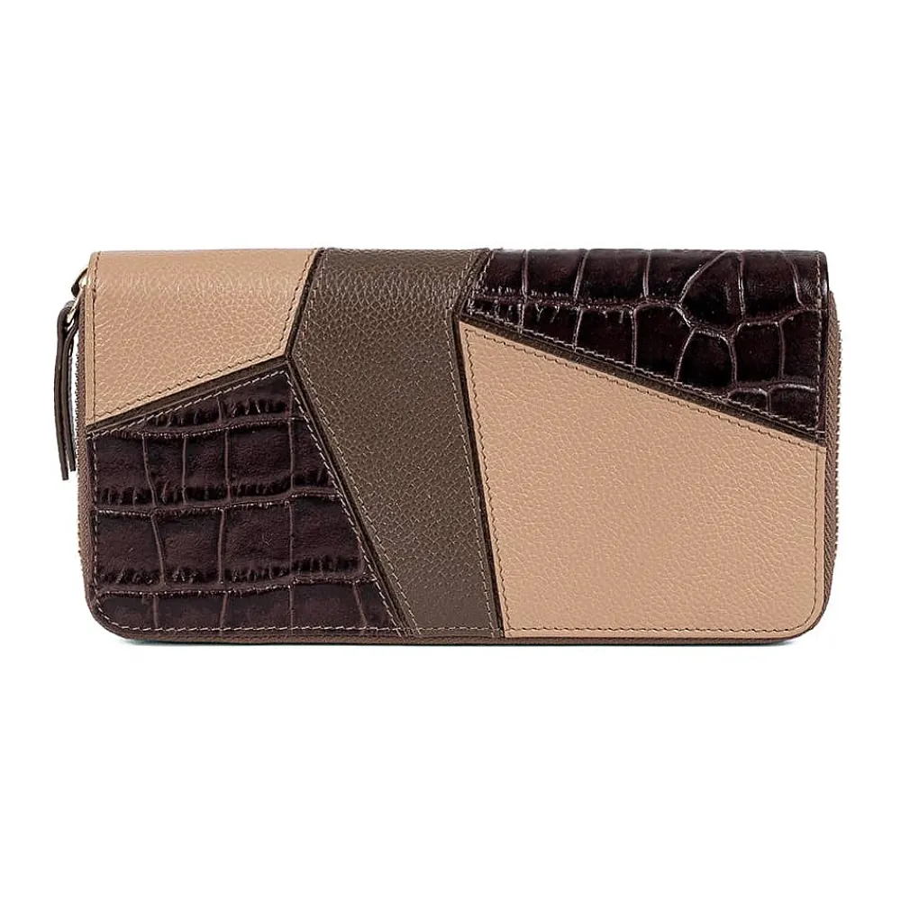 Outlet Portefeuille en Cuir Café Noisette Sacs | Portefeuilles & Porte-monnaie