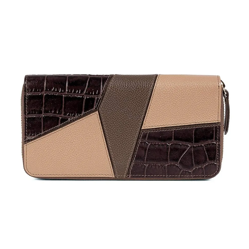 Outlet Portefeuille en Cuir Café Noisette Sacs | Portefeuilles & Porte-monnaie