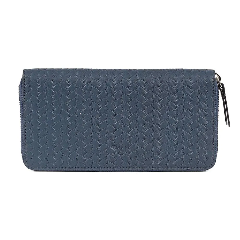 Fashion Portefeuille en Cuir Tissée en Marine Sacs | Portefeuilles & Porte-monnaie