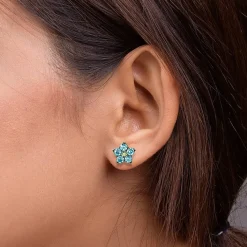 New Puces Bleues Beaux Pétales Boucles D'oreilles