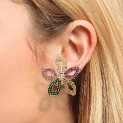 New Puces en Cristal Floraison Inoubliable Boucles D'oreilles