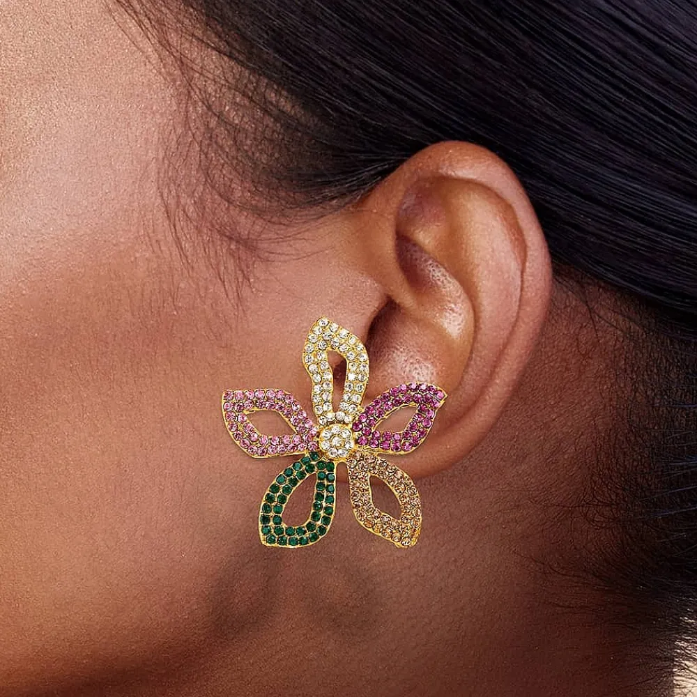 New Puces en Cristal Floraison Inoubliable Boucles D'oreilles