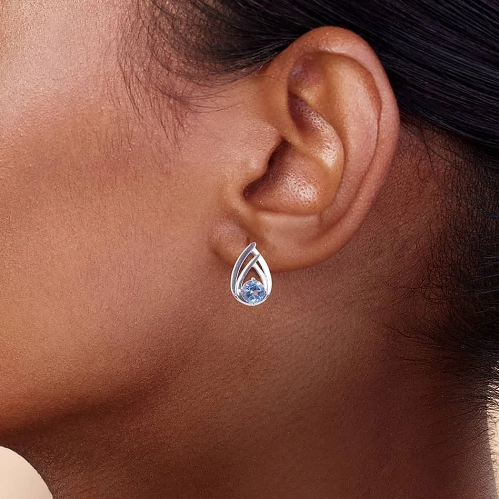 Shop Puces en Topaze Bleue Pointe de Clarté Boucles D'oreilles