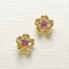 New Puces Ornée de Grenat Boucles D'oreilles