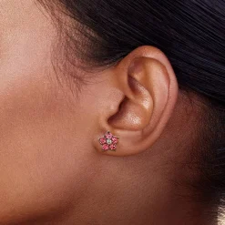 Store Puces Roses Beaux Pétales Boucles D'oreilles