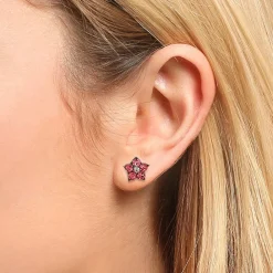 Store Puces Roses Beaux Pétales Boucles D'oreilles