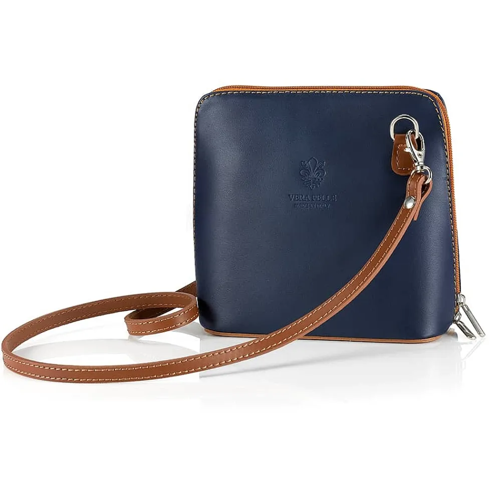 Sale Sac Bandoulière en Cuir Bleu Marine Parfaitement Associée Sacs | Sacs Portés Travers