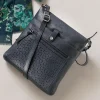 Cheap Sac Bandoulière en Cuir Bleu Marine Pétales Ponctuées Sacs Portés Travers