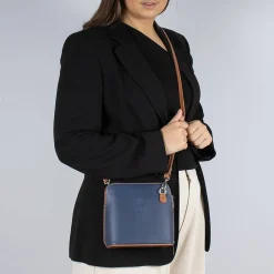 Sale Sac Bandoulière en Cuir Bleu Marine Parfaitement Associée Sacs | Sacs Portés Travers