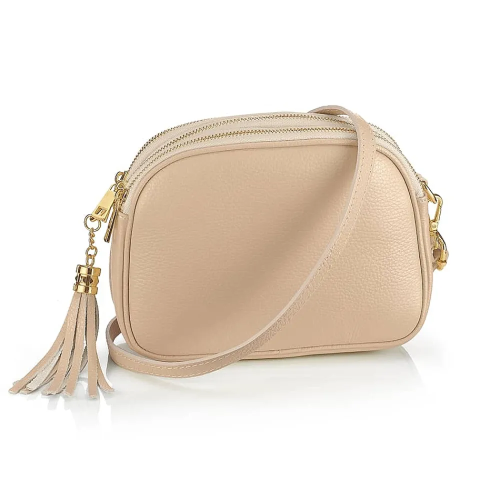 Store Sac Bandoulière en Cuir Café Crème Sacs | Sacs Portés Travers