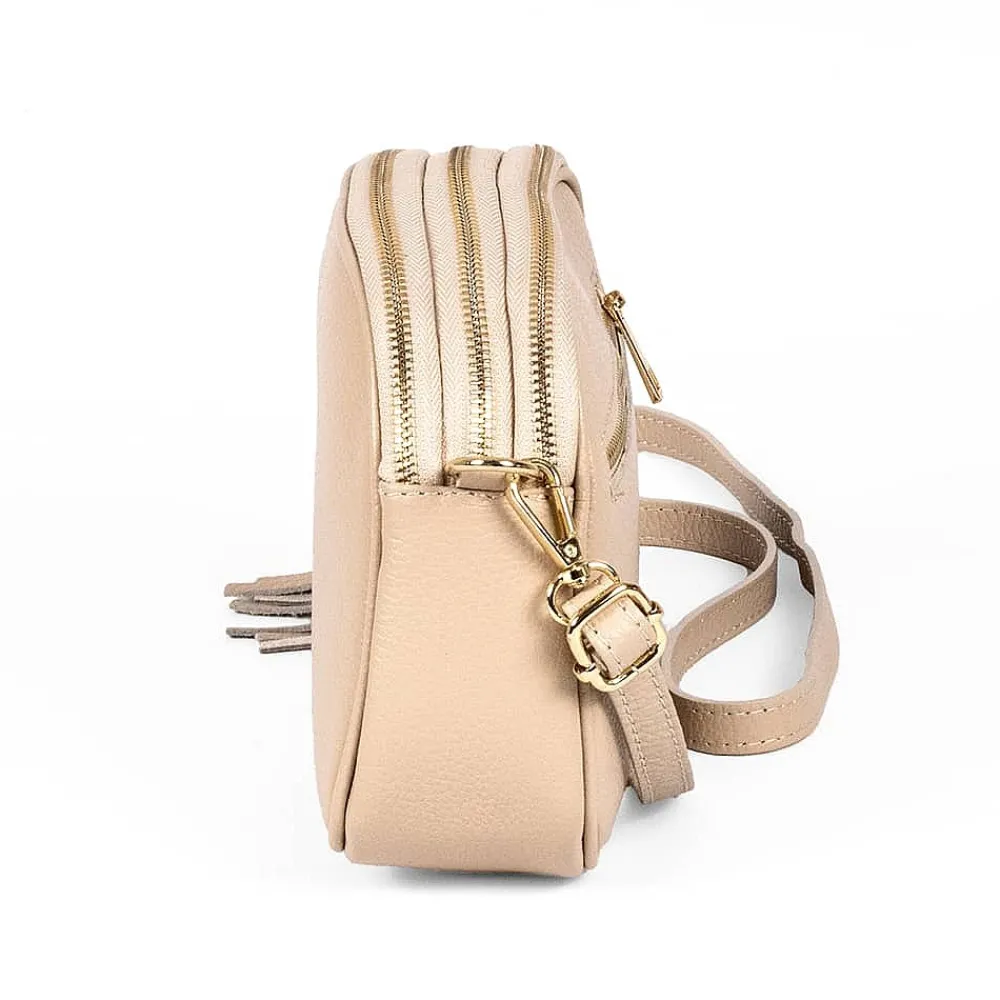 Store Sac Bandoulière en Cuir Café Crème Sacs | Sacs Portés Travers