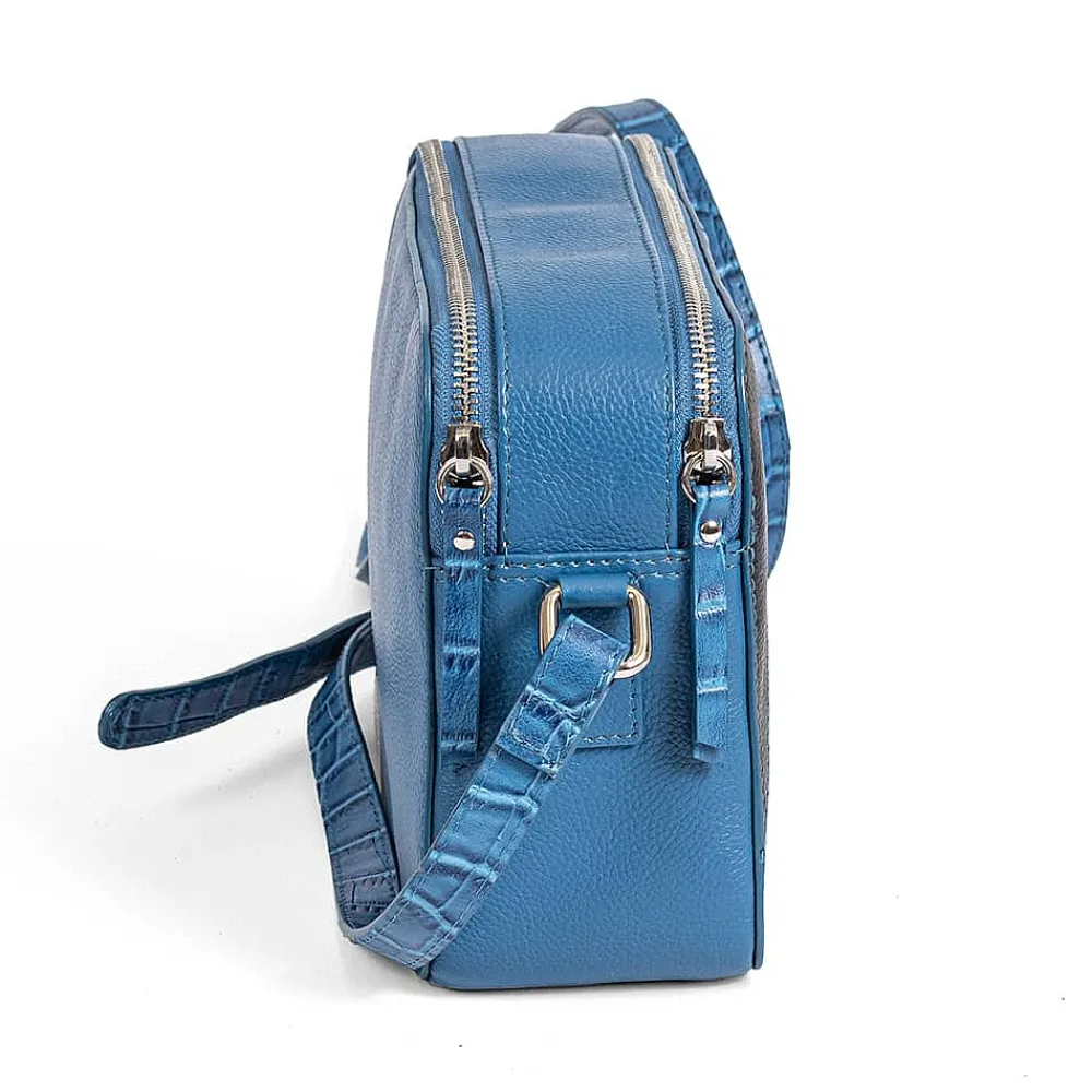 New Sac Bandoulière en Cuir Commence par Bleu Sacs Portés Travers