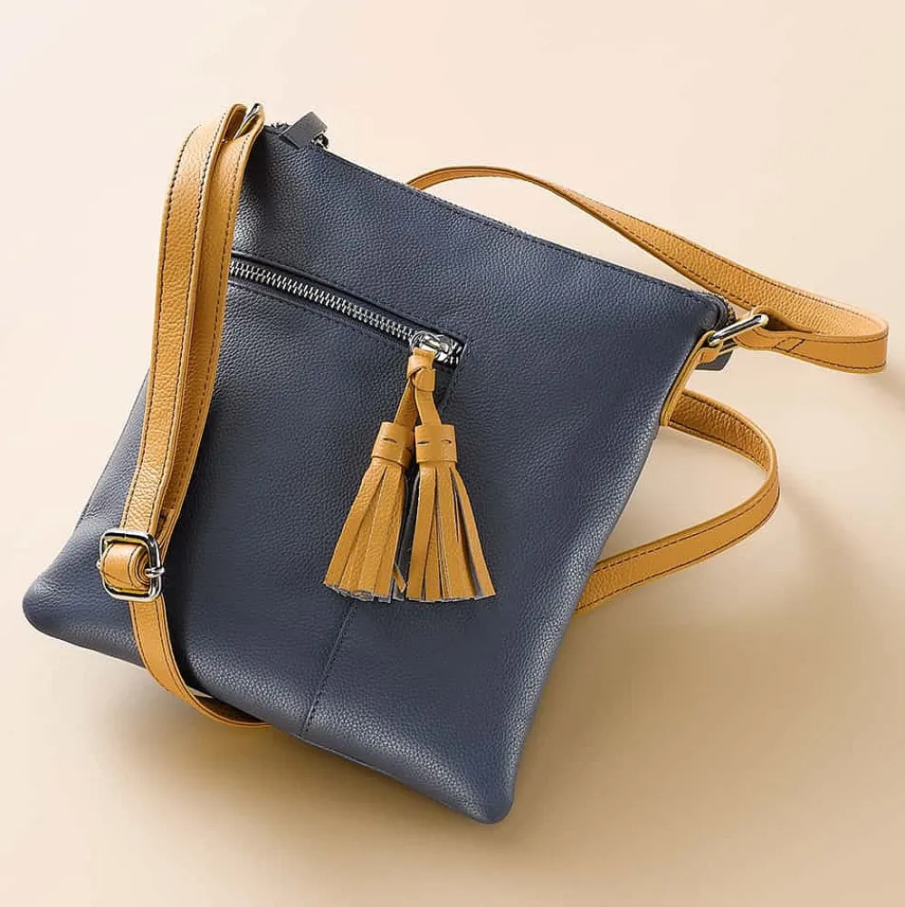 Hot Sac Bandoulière en Cuir Denim à l’Aube Sacs | Sacs Portés Travers