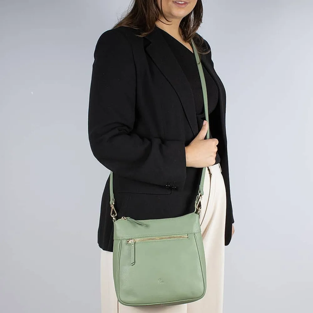 Fashion Sac Bandoulière en Cuir Dites-Le en Sauge Sacs | Sacs Portés Travers