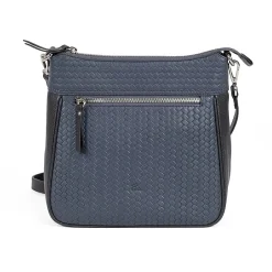 New Sac Bandoulière en Cuir Tisée en Marine Sacs | Sacs Portés Travers