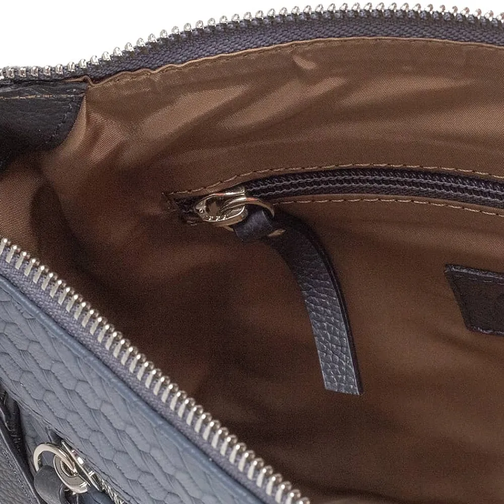 New Sac Bandoulière en Cuir Tisée en Marine Sacs | Sacs Portés Travers