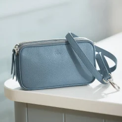 New Sac en Cuir Bleu Denim L’Aventure Vous Attend Sacs Portés Travers
