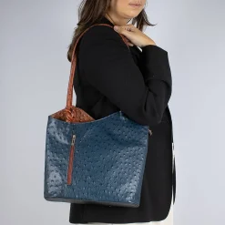 Online Sac en Cuir Bleu Marine Ouverte au Changement Sacs | Sacs À Main
