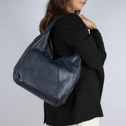 Outlet Sac en Cuir Bleu Marine Tulipe Sacs | Sacs À Main