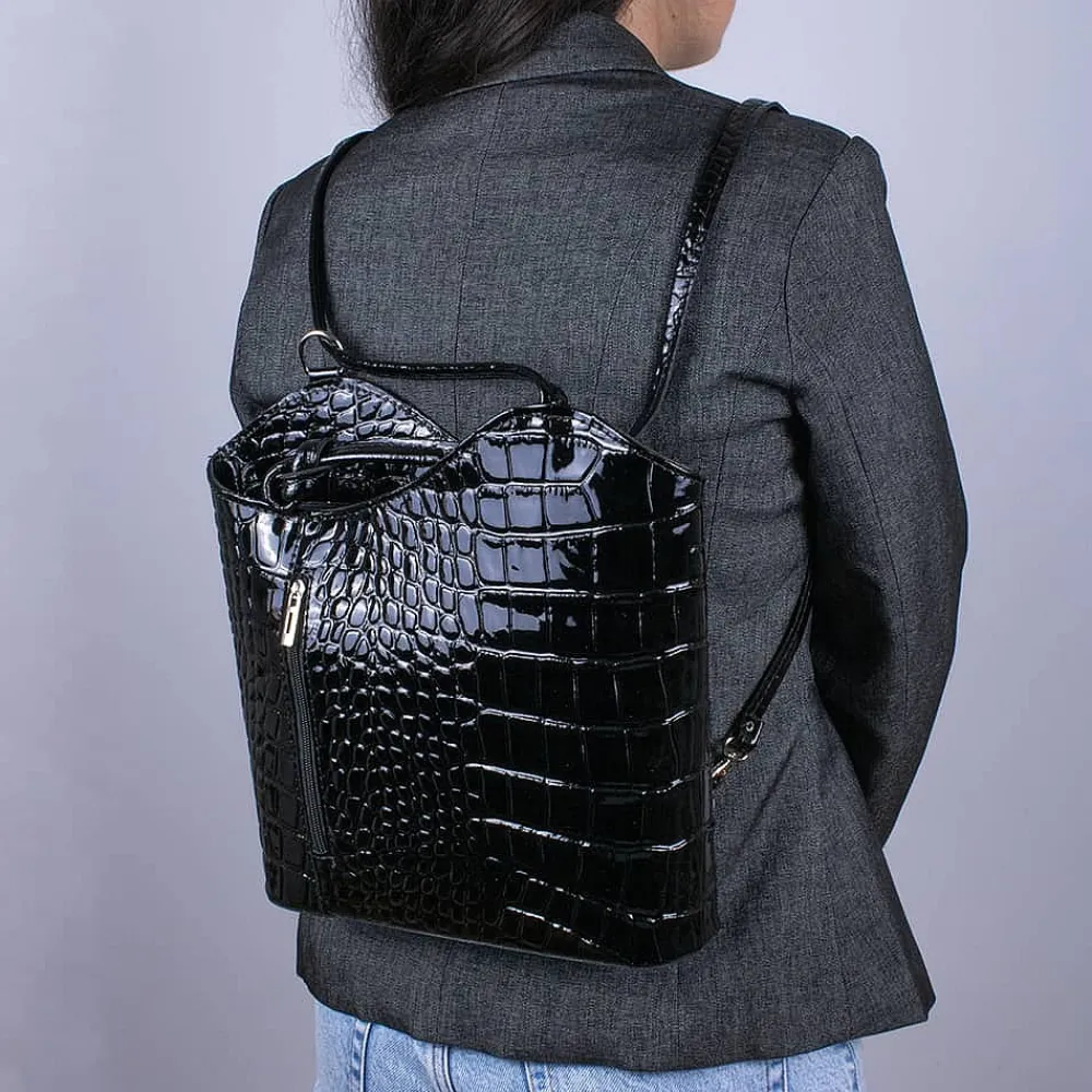 Fashion Sac en Cuir Ébène en Avant Sacs | Sacs À Main