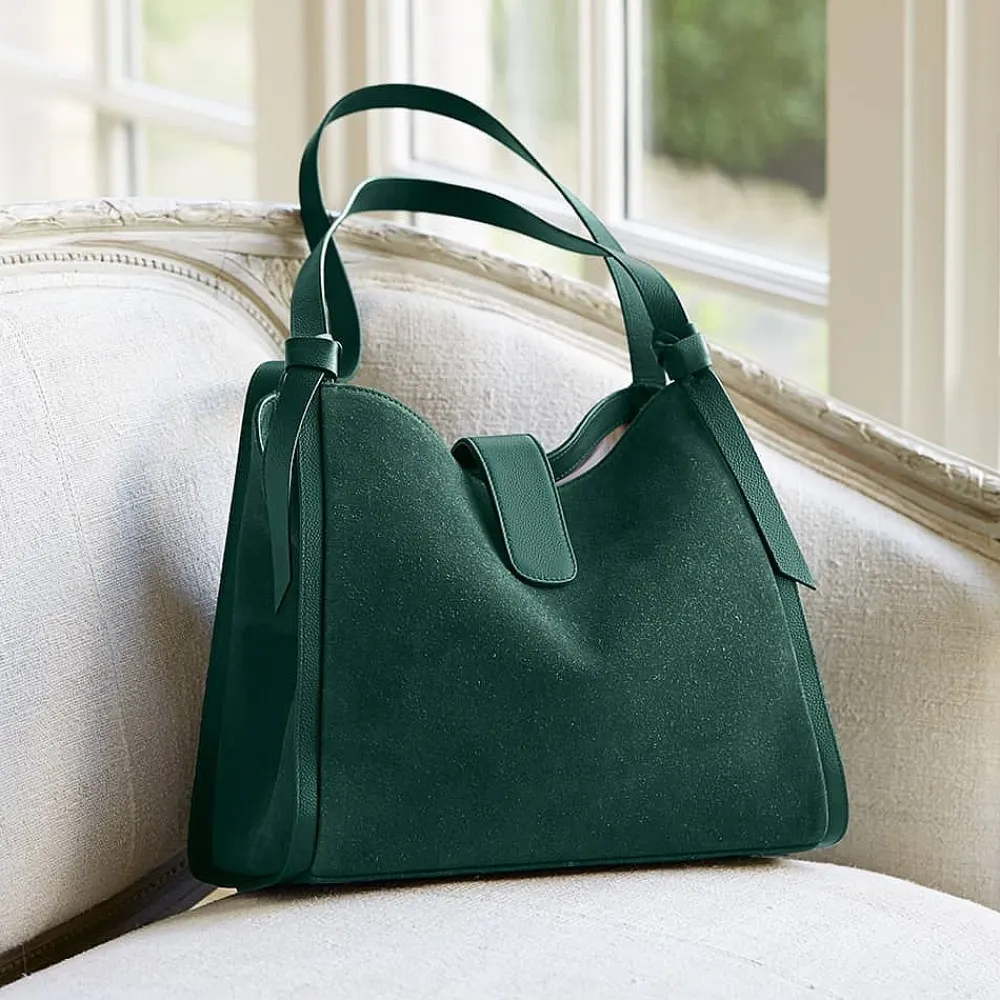 Store Sac en Daim Vert Cédez à la Tentation Sacs | Sacs À Main
